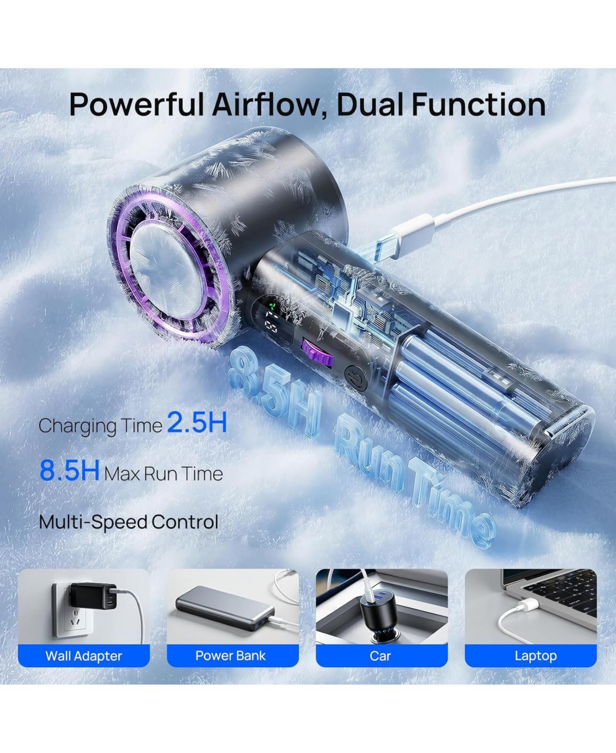 Cowsar Personal Cooling Fan, 100-Speed Control, Led Display