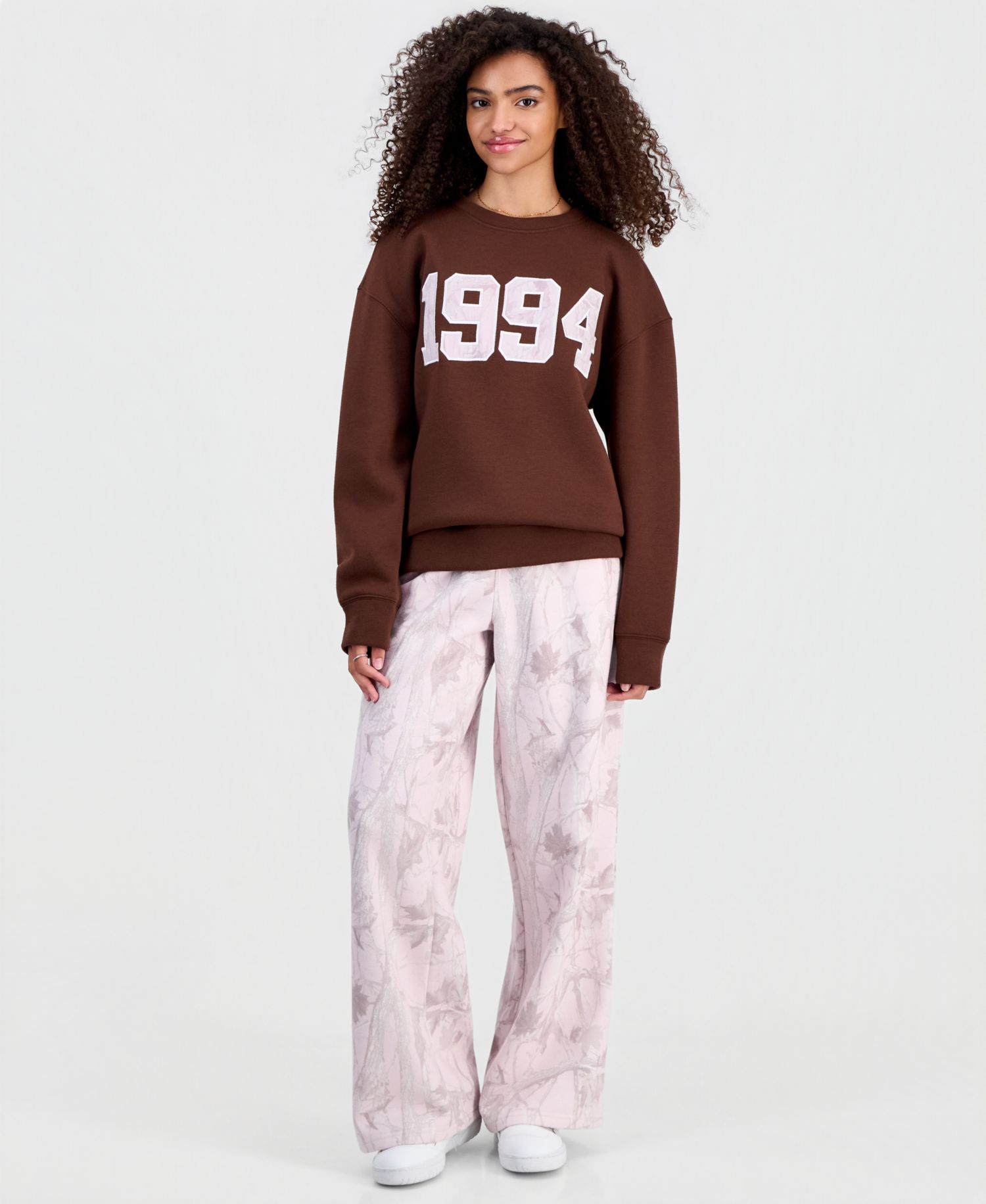 Juniors' Woodland Camo-Print Wide-Leg Sweatpants