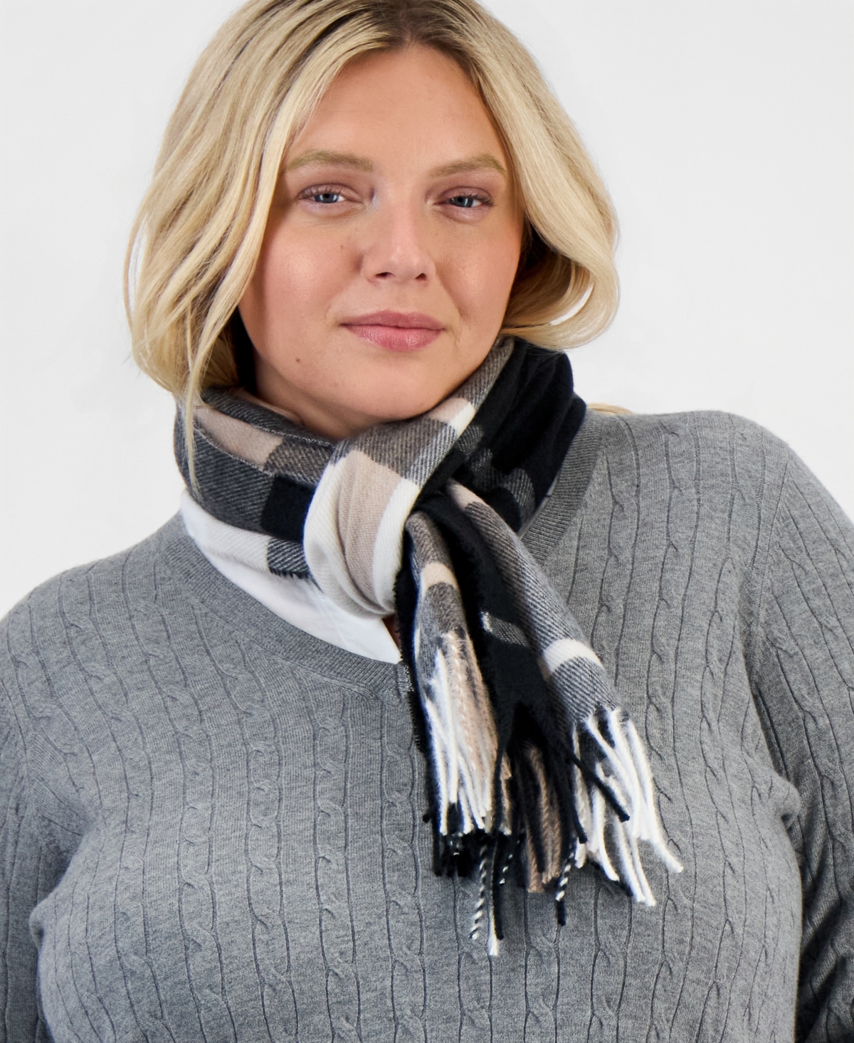 Style & Co Women's Overscale Plaid Blanket Wrap Scarf, Macy's Exclusive