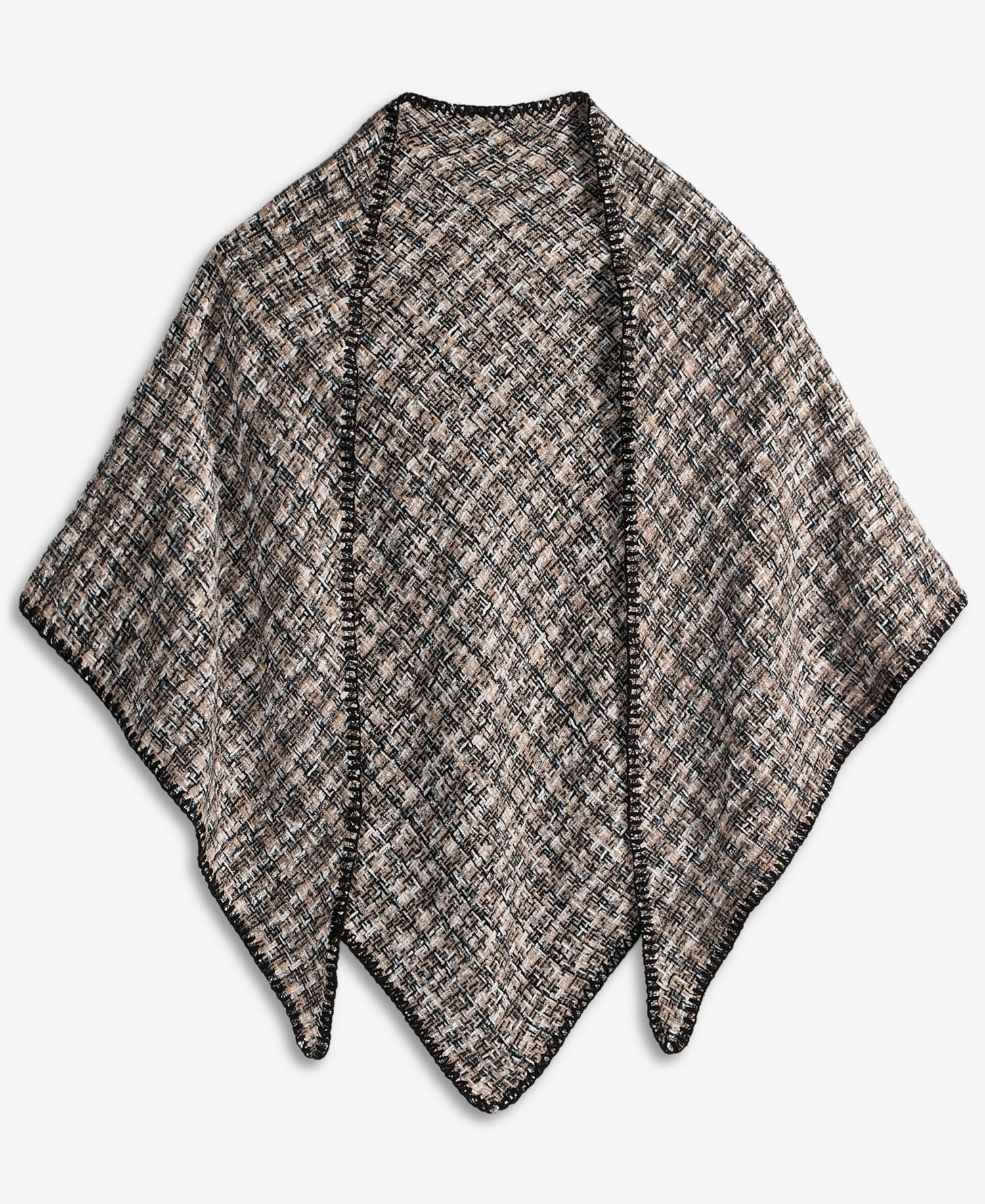 Women's Chenille Space-Dye Triangle Black Wrap Scarf