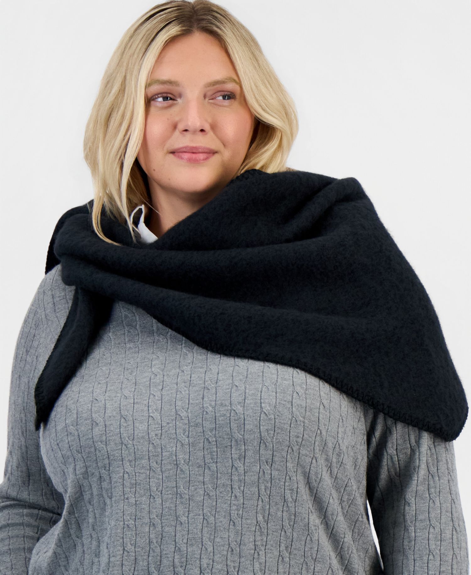 Women's Solid Boucl&eacute; Triangle Scarf