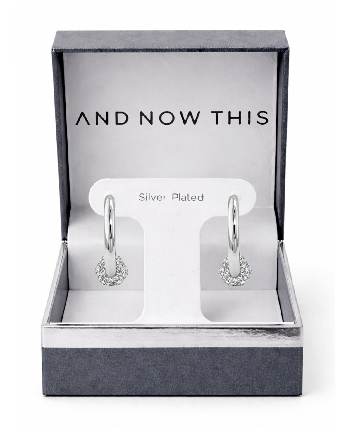 And Now This Crystal Post C Hoop Earrings