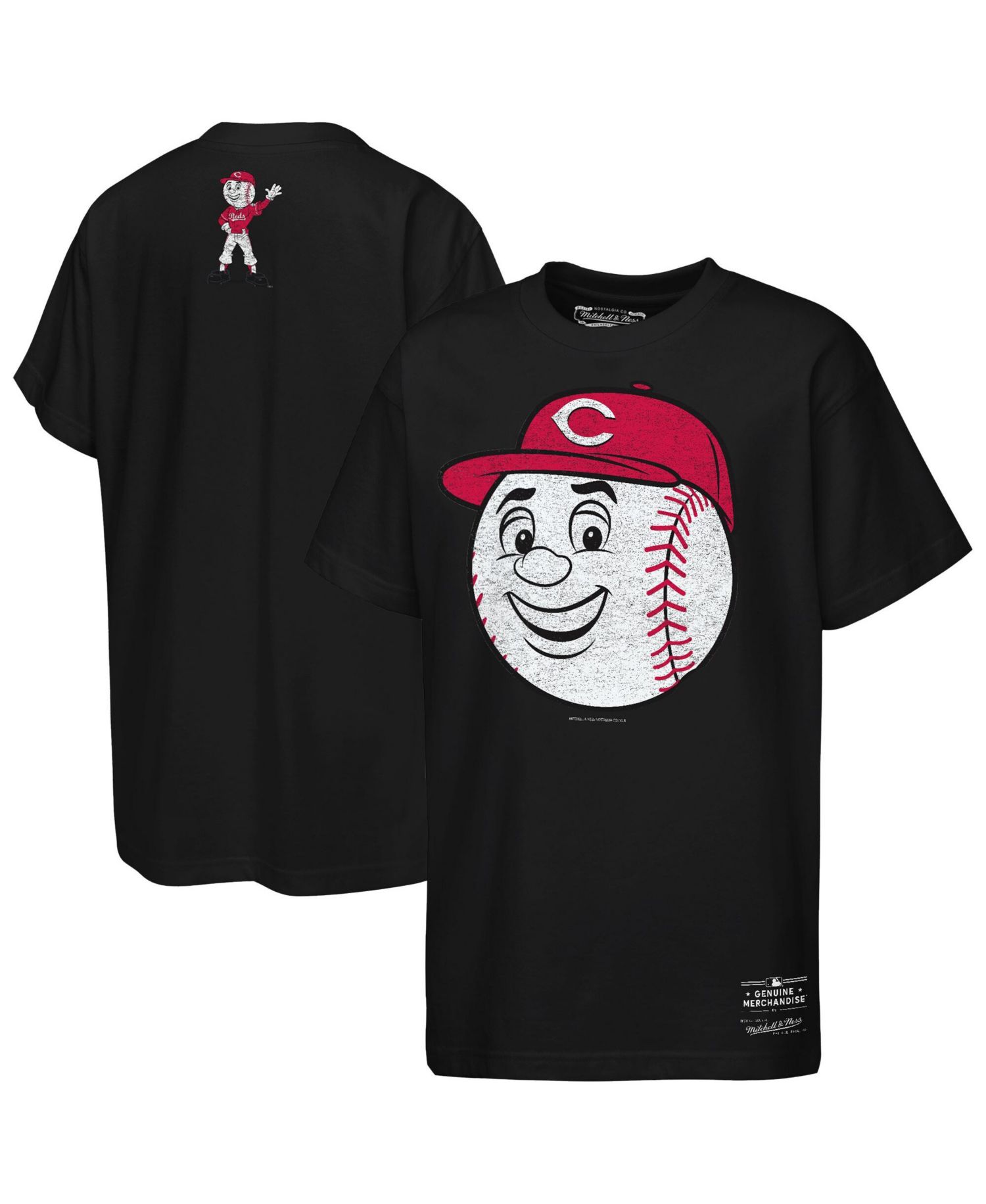 Big Boys and Girls Black Cincinnati Reds Big Face Mascot T-Shirt