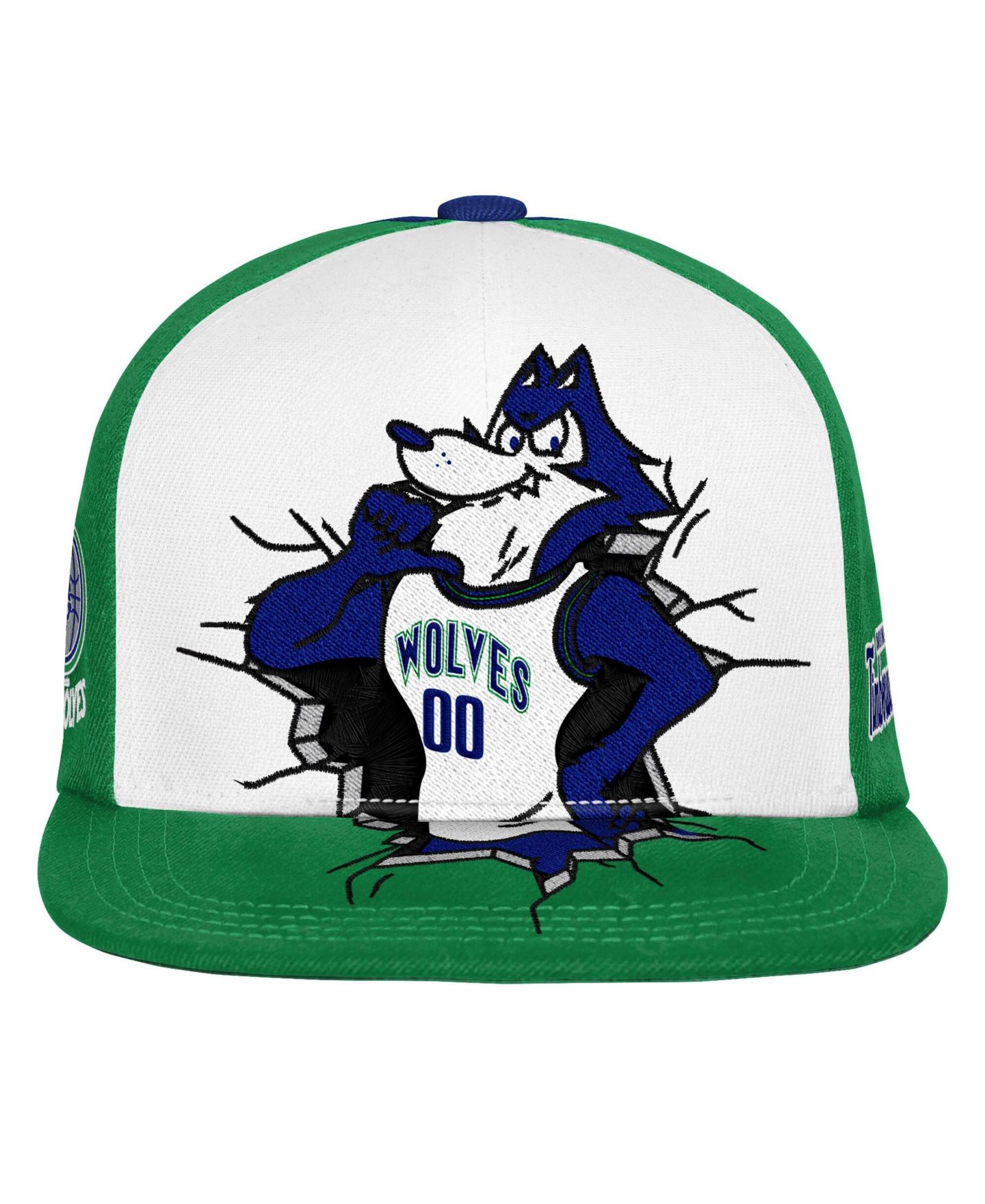 Детская кепка Mitchell & Ness Green Minnesota Timberwolves Mascot Snapback Hat — фото 3
