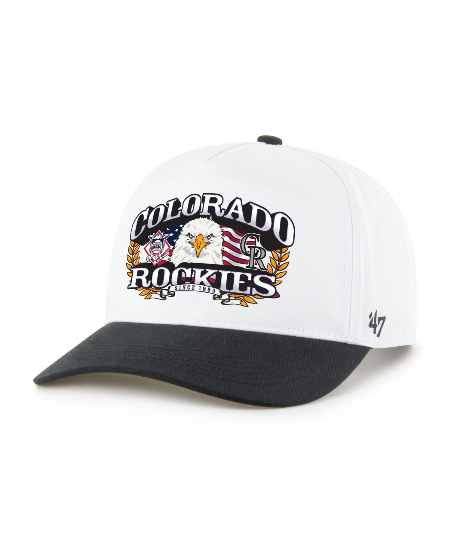 Men's White/Black Colorado Rockies Americana Eagle Hitch Adjustable Hat
