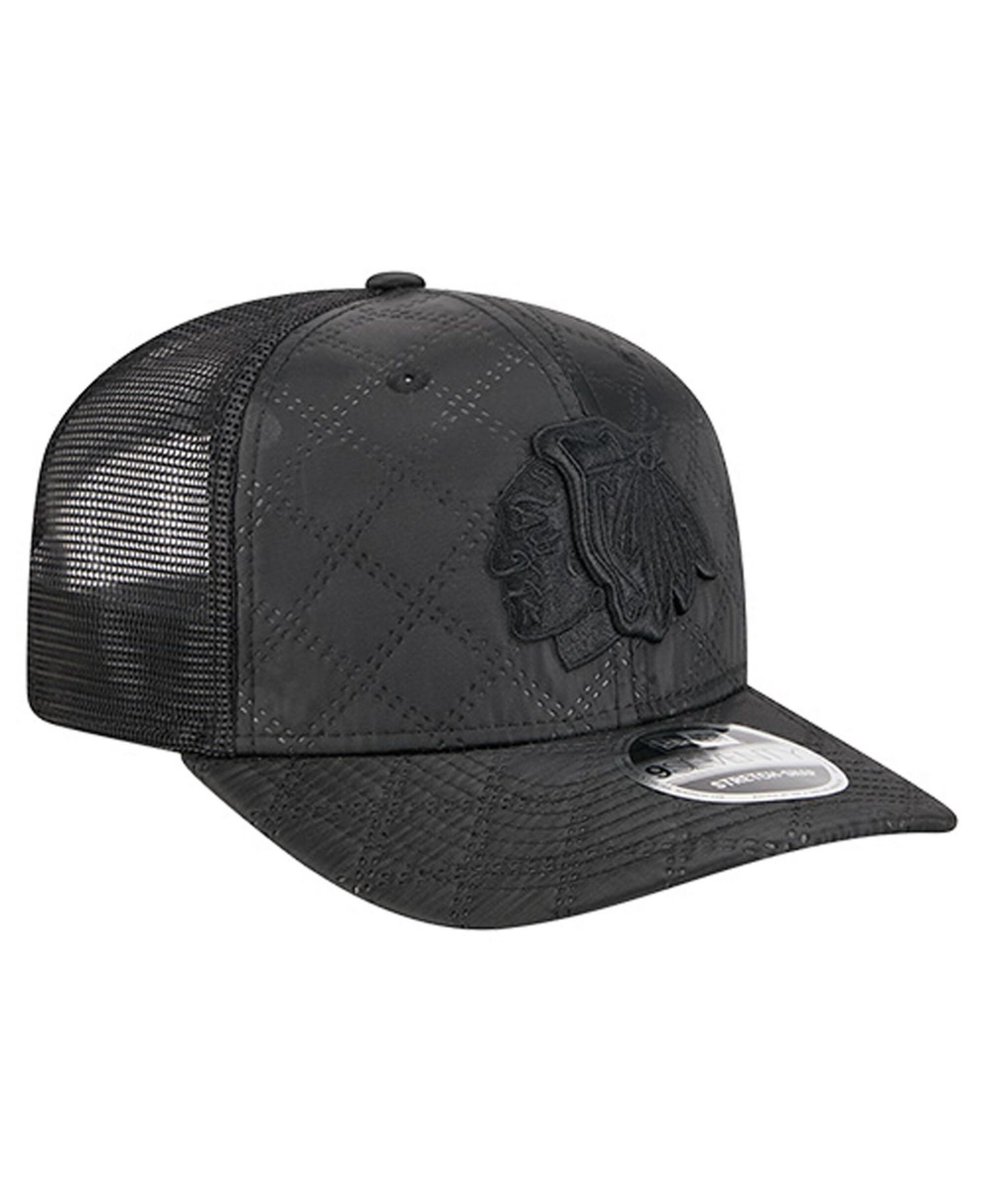Men's Black Chicago Blackhawks Quilted 9SEVENTY Adjustable Trucker Hat