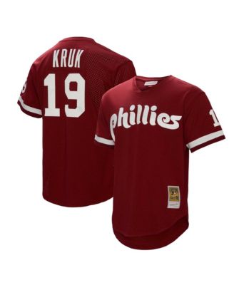 Men's John Kruk Burgundy Philadelphia Phillies Big & Tall Cooperstown Collection Mesh Batting Practice Jersey