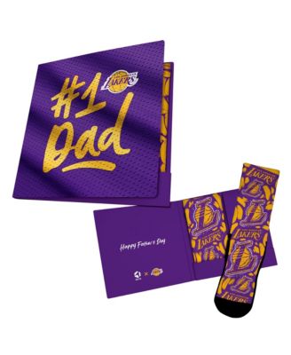 Men's and Women's Purple Los Angeles Lakers #1 Dad Gift Card Socks