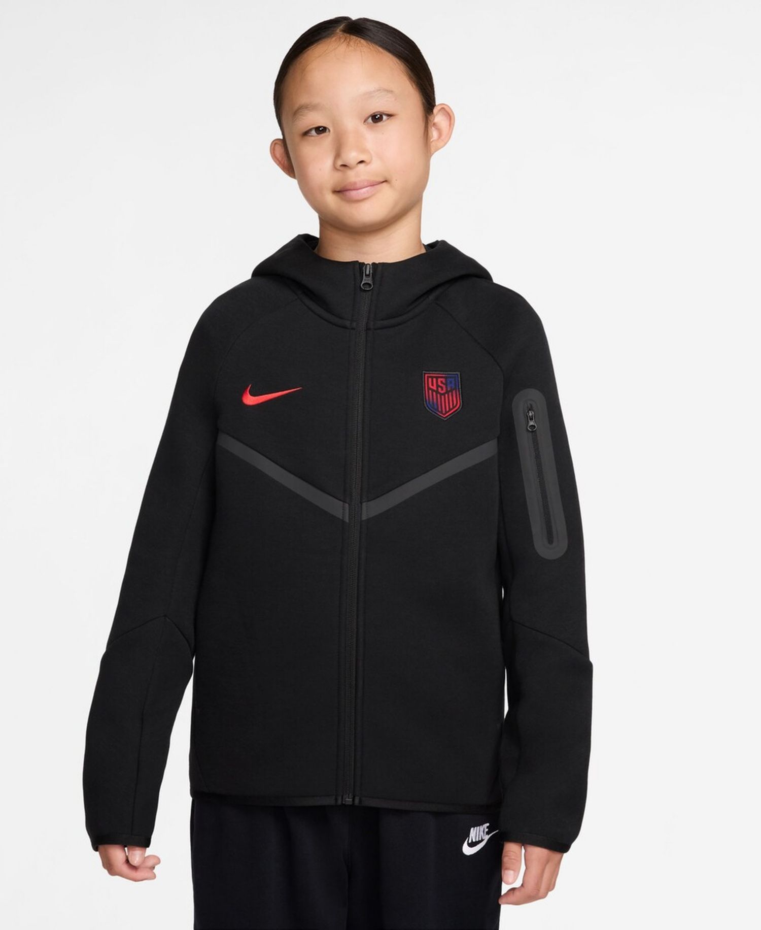 Big Boys and Girls Black USMNT Tech Fleece Full-Zip Hoodie