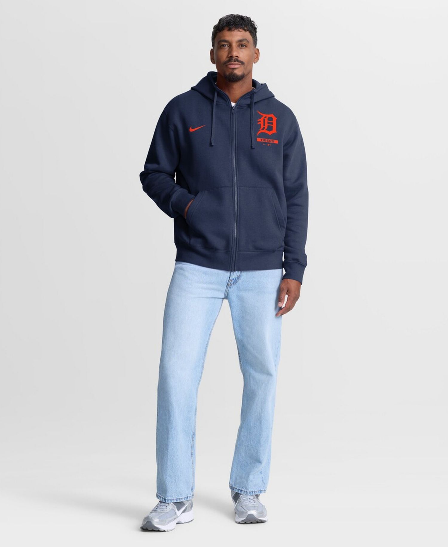 Men's Navy Detroit Tigers Primetime Lockup Full-Zip Hoodie