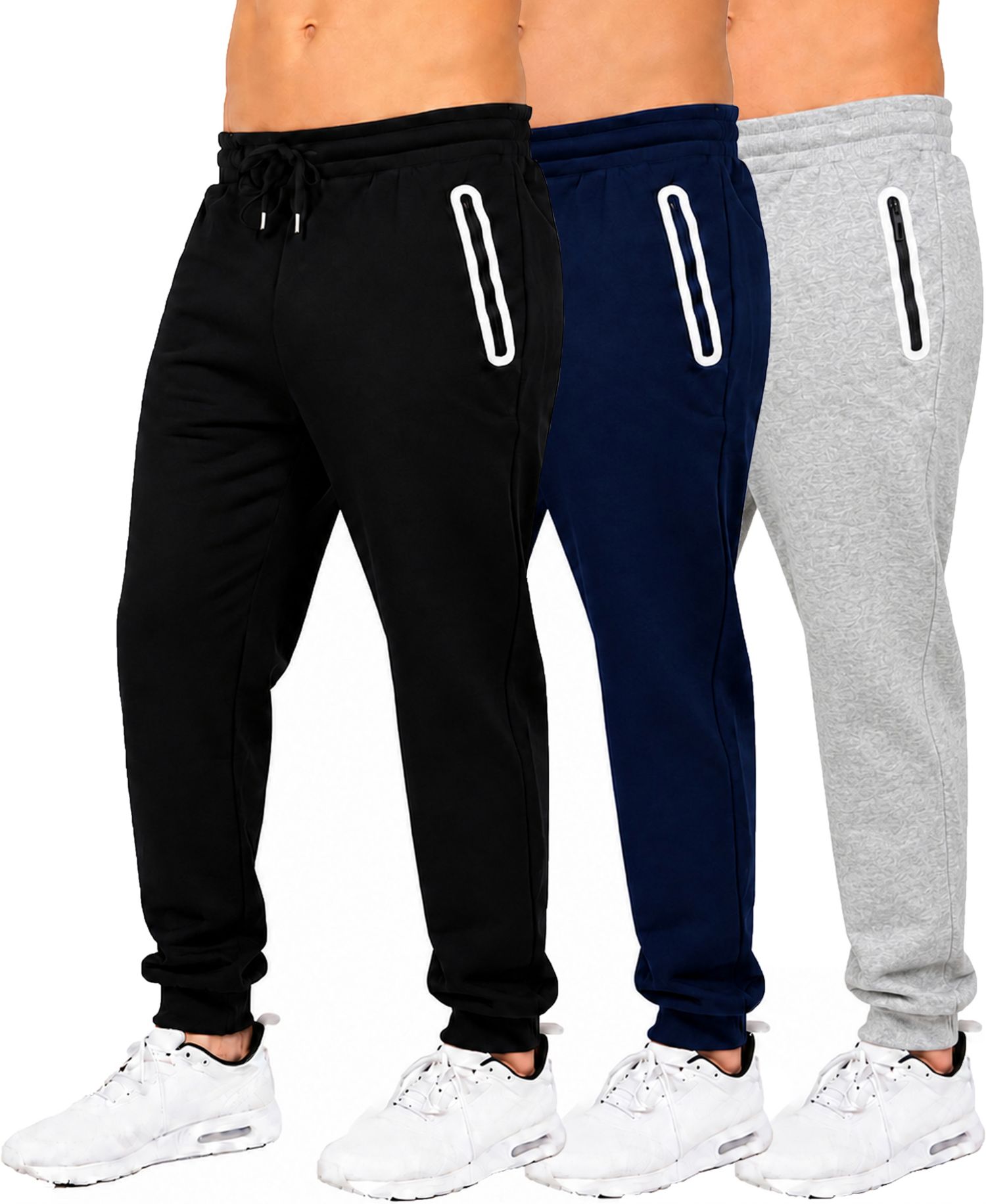 Men's Fleece-Lined Slim-Fit Jogger Sweatpants, 3-Pack Set