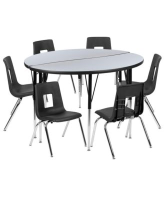 47.5" Circle Wave Collaborative Laminate Activity Table Set With 16" Student Stack Chairs
