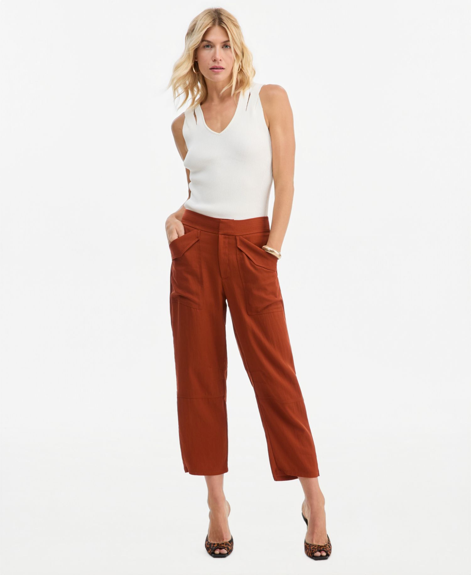 Women's High-Rise Cropped Barrel Pants