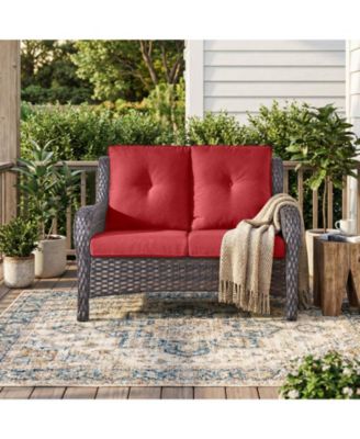 Outdoor Wicker 2 Seater Sofa, All-Weather Patio Rattan Loveseat with Seat and Back Cushion, Ideal for Porch, Backyard, Balcony