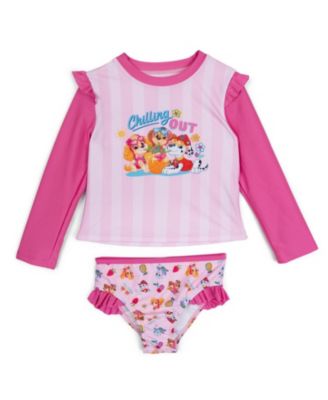 Little Girls Swimwear 2-Piece Rash Guard and Bikini Bottom Set UPF 50+