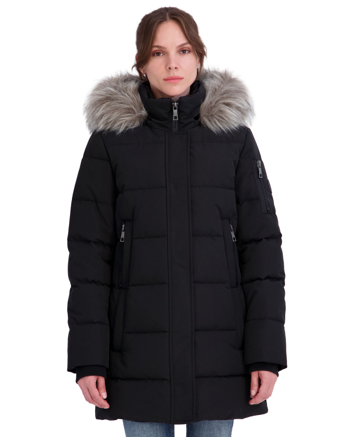 Женская куртка Nautica Faux-Fur-Trim Hooded Puffer, цвет: Чёрный — фото 7