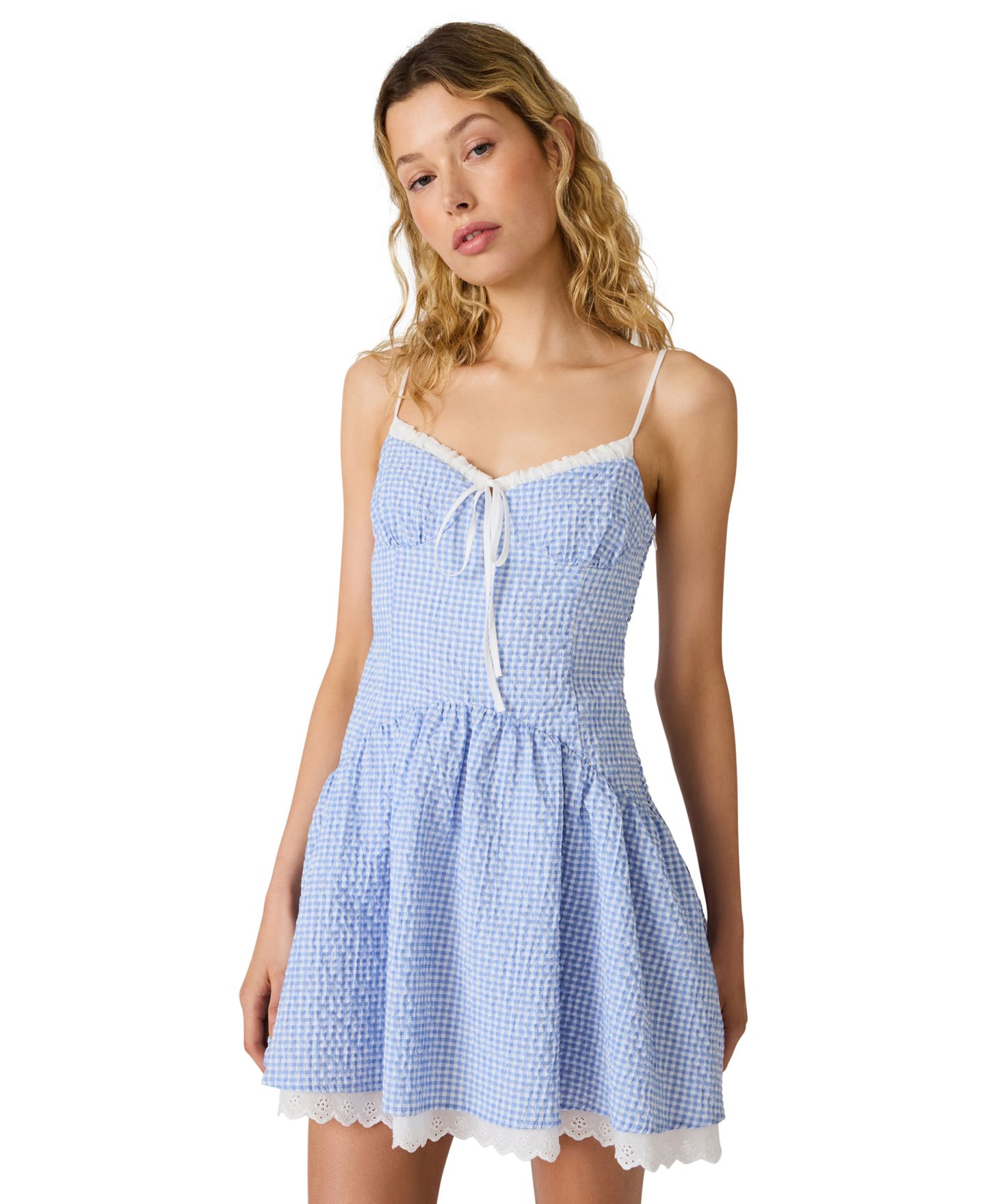 Женское платье Steve Madden Miette Sweetheart Neck, цвет: Бледный клетчатый — фото 2