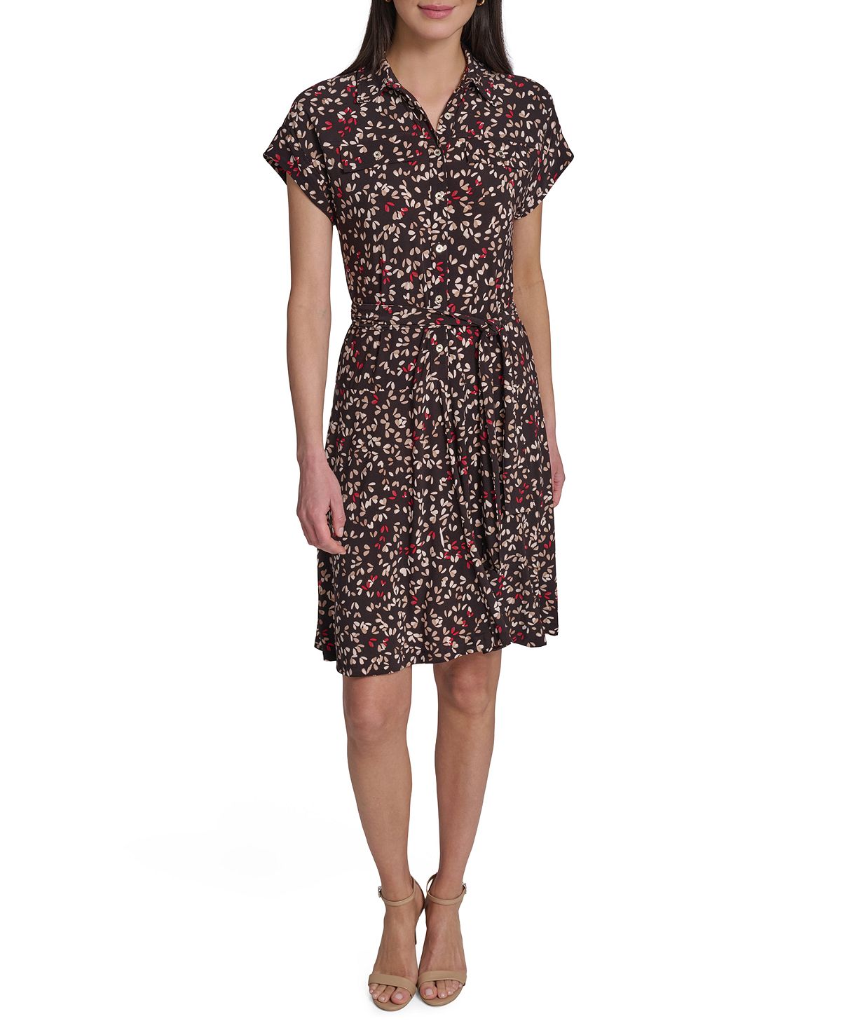 Tommy Hilfiger Women's Short-Sleeve Self-Tie Jersey Shirt Dress view 1 — MAYCSS fashion products