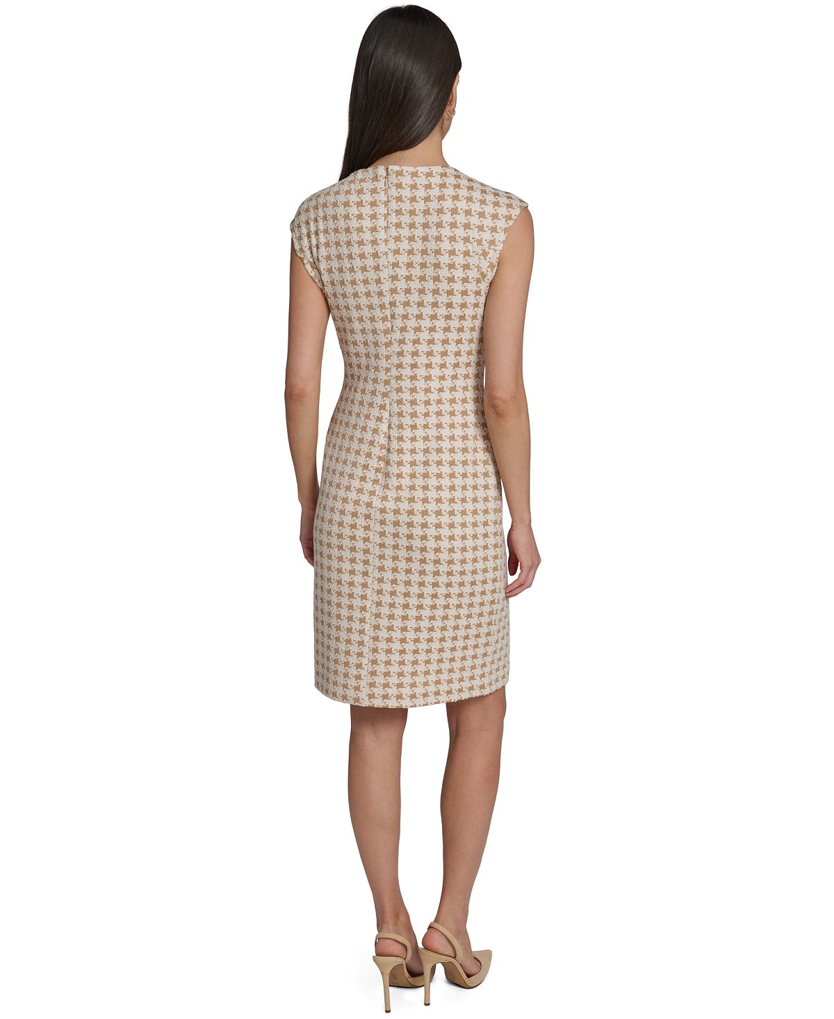 Tommy Hilfiger Women's Cap-Sleeve Pixelated Houndstooth Pocket Sheath Dress view 4 — MAYCSS fashion products