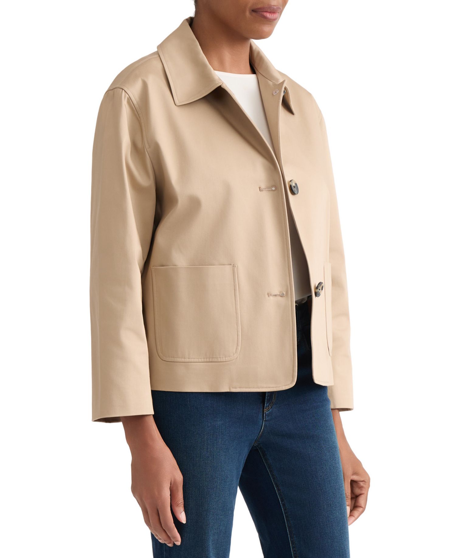 Petite Notch Collar Three-Button Front Jacket