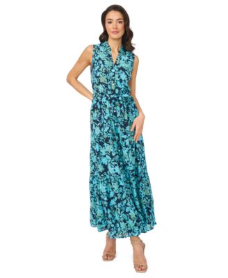 Women's Sleeveless Collared Tiered Midi Dress
