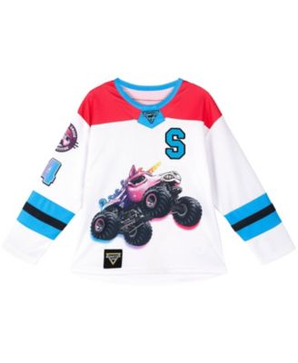 Little Girls 12- 5 Mesh Pullover Graphic Hockey Jersey Top