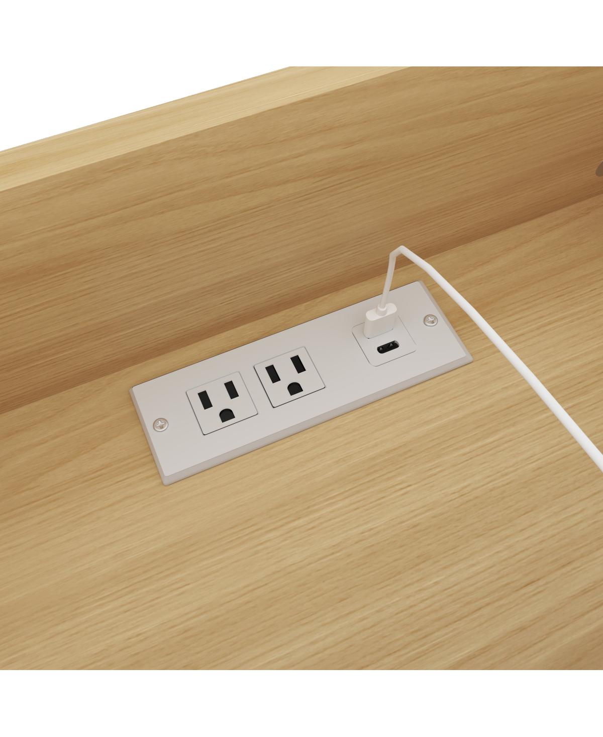 Streamdale Furniture (Set of 2) Led End Table with Usb-c Charging Station and 2 Drawers