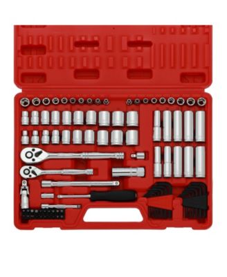 Socket Set SAE Metric Ratchet Extension Universal Joint 94pieces