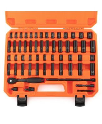 1/4inches  Drive 56-Piece Impact Socket Set SAE Metric Ratchet
