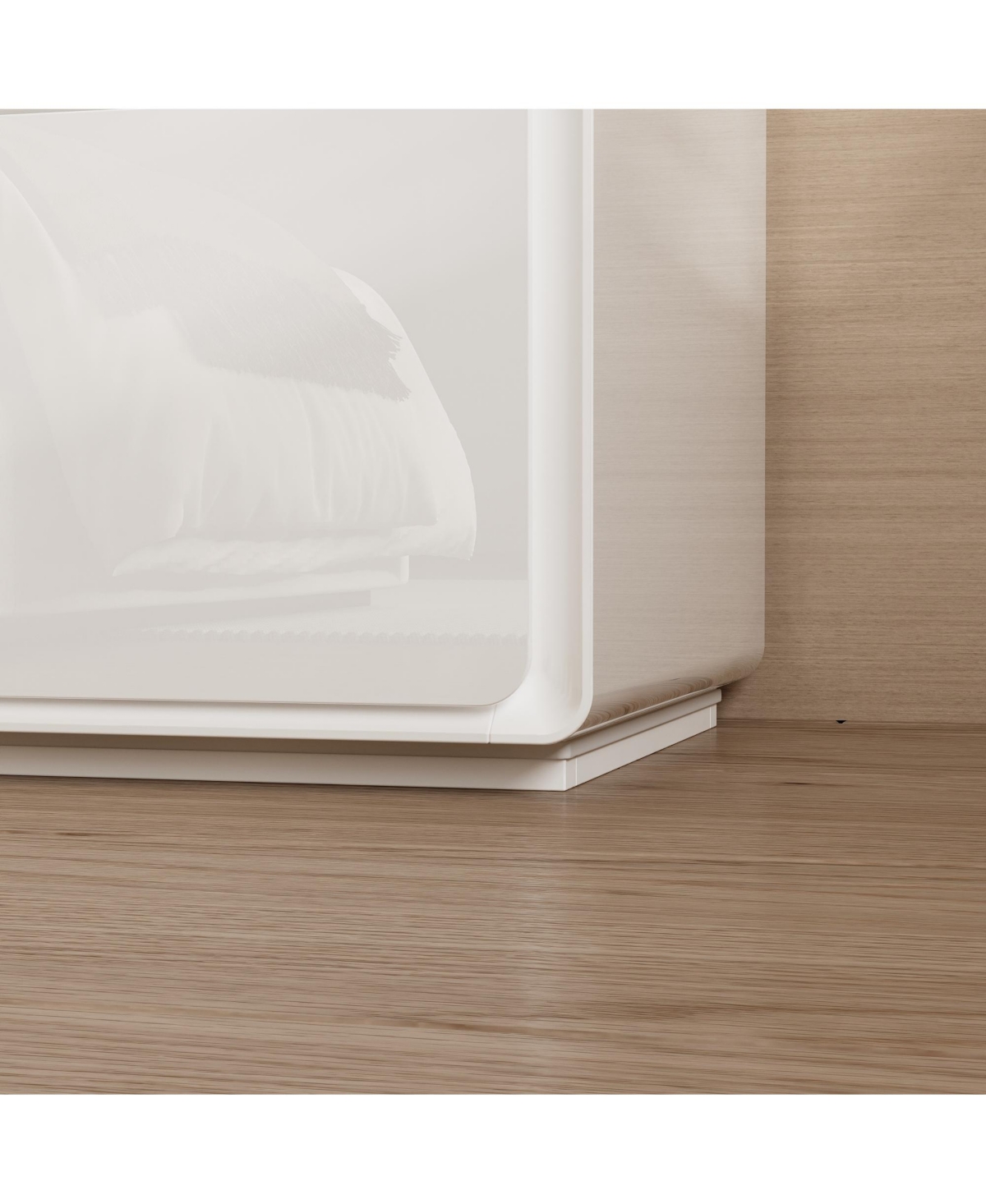 Homsee Modern Nightstand with Storage - 20-Inch Glossy Mdf Bedside Table with Led Light Strip | Minimalist Nightstand for Bedroom