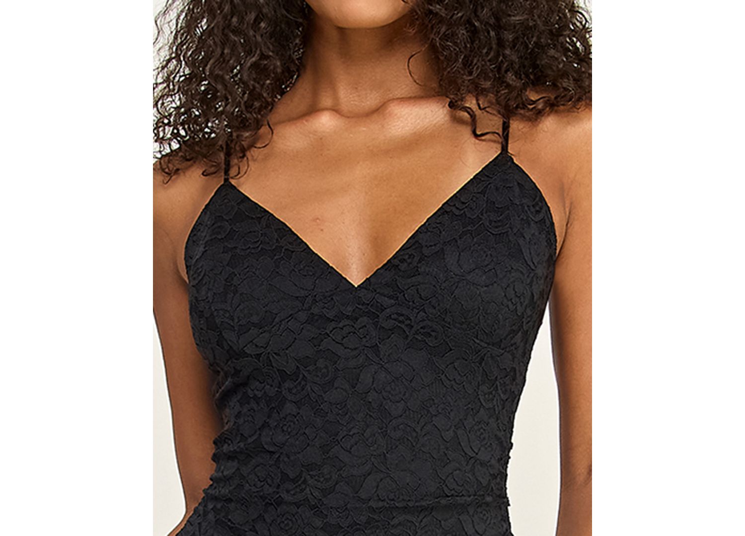 Juniors' Handkerchief Hem V-Neck Lace Midi Dress