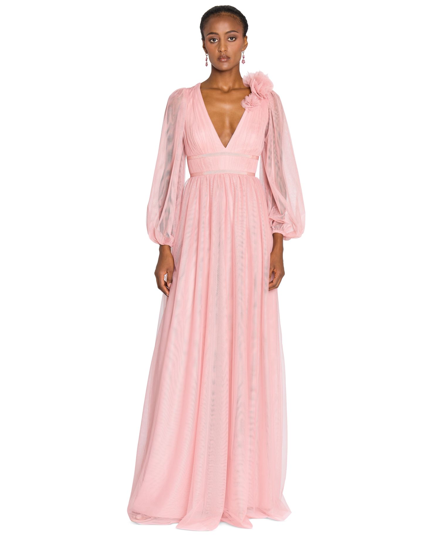 Women's Tulle Flower A-Line Gown
