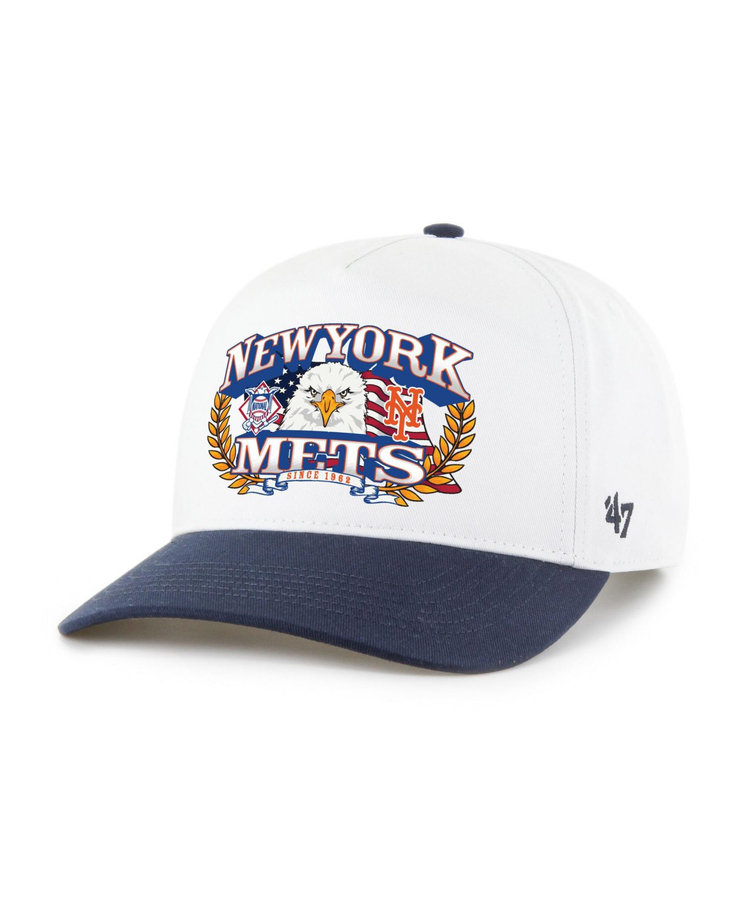 Men's White, Navy New York Mets Americana Eagle Hitch Adjustable Hat