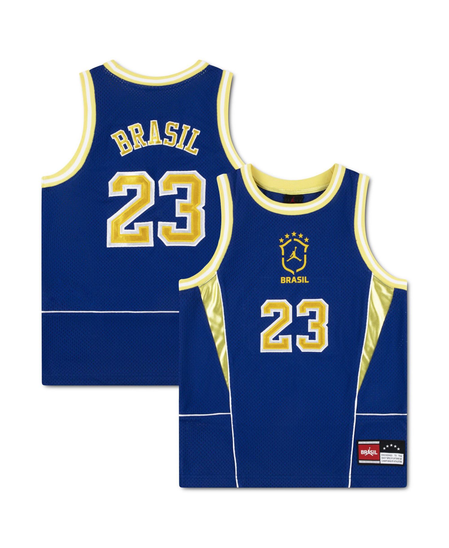 Big Boys and Girls Royal Brazil National Team Mesh Basketball Fashion Jersey