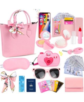 Play Purse Set Princess Trip Pretend Handbag Camera Phone Wallet Makeup Travel Toys 3 plus