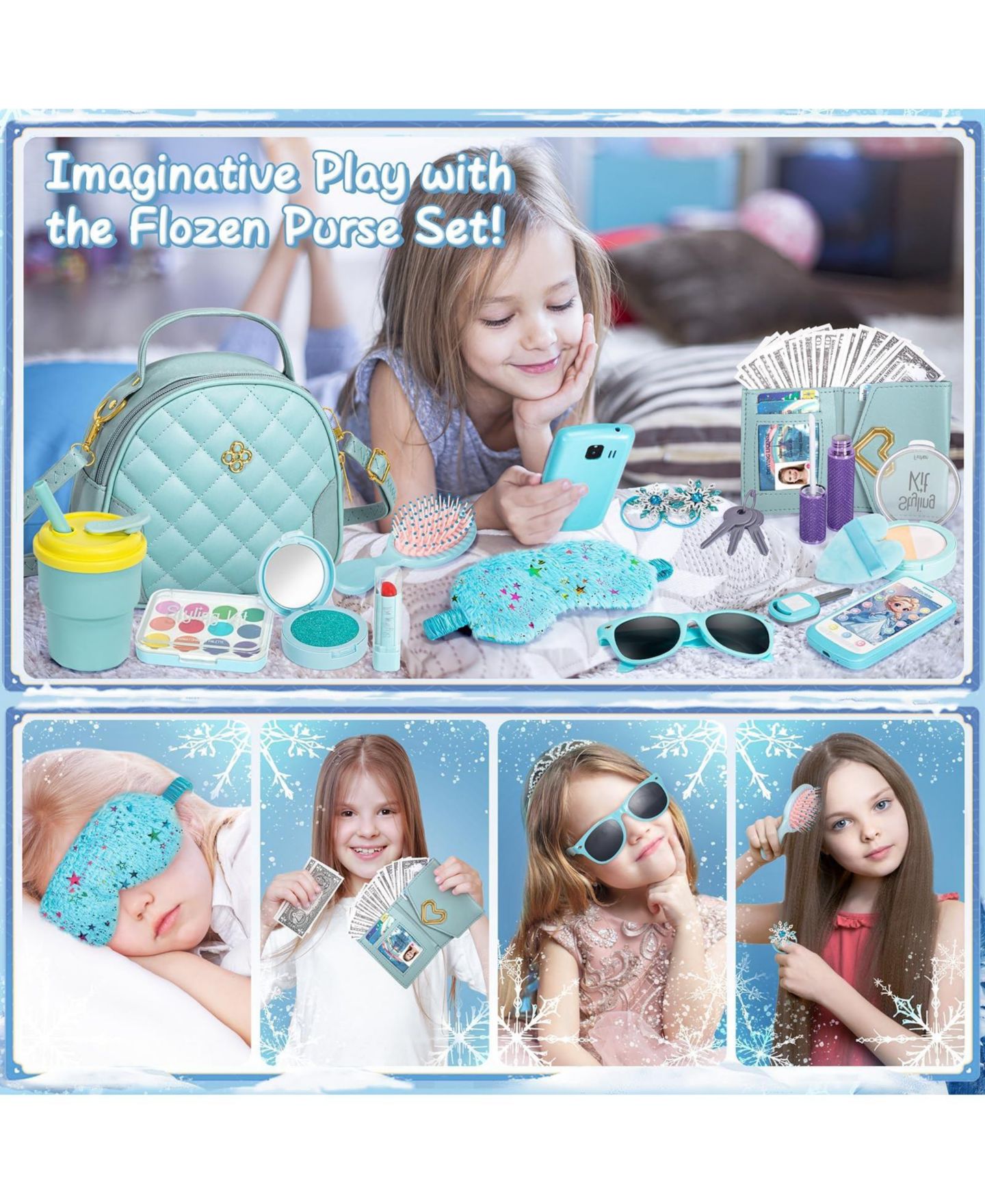 Детские игрушки GNUADZ Makeup Play Purse 48-Piece Set, Ages 5-7, цвет: Синий — фото 4