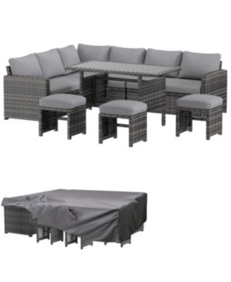 7 Piece Outdoor PE Rattan Wicker Sofa Set with Waterproof Cove