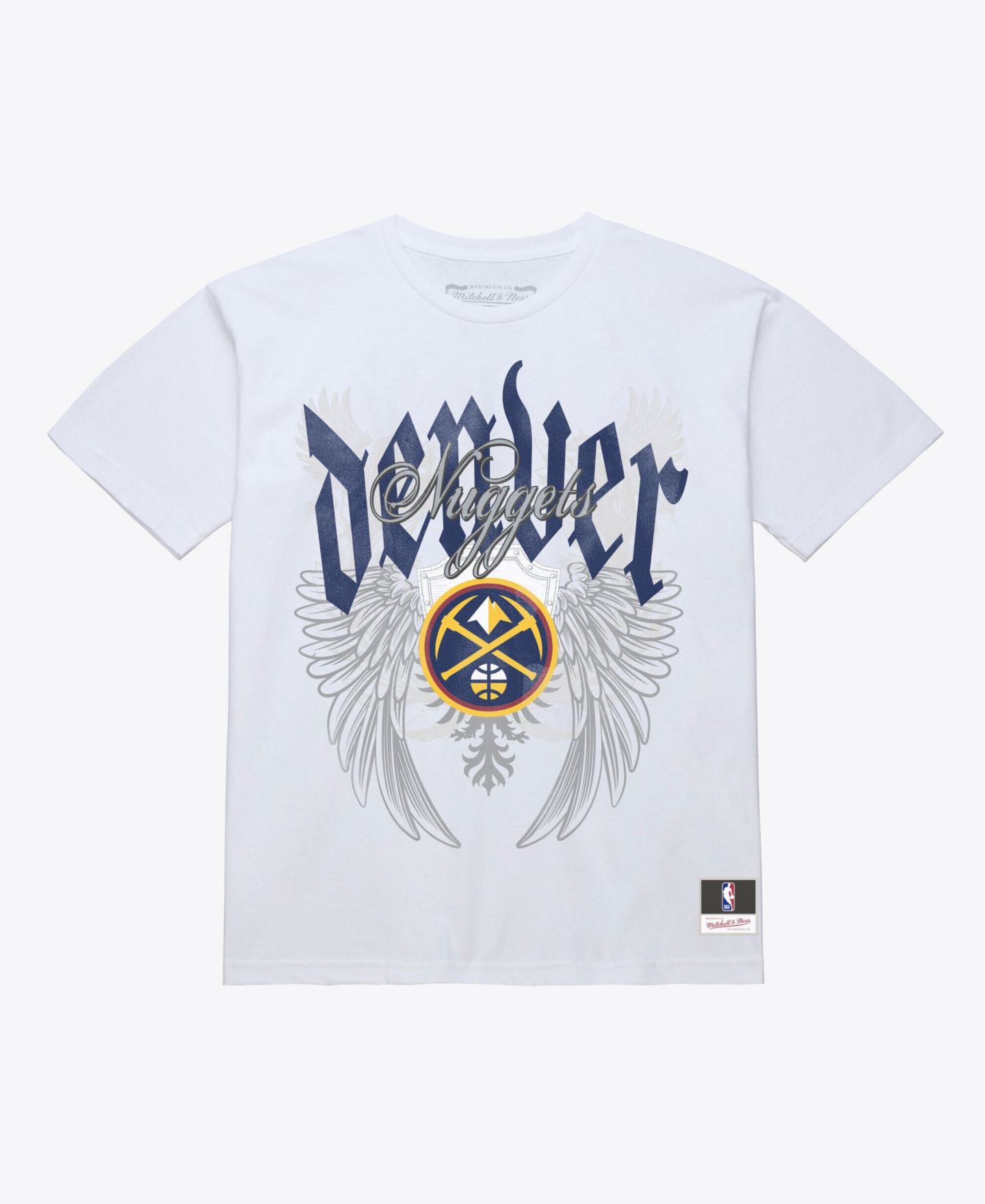Мужская футболка Mitchell & Ness White Denver Nuggets Old English Classic — фото 1