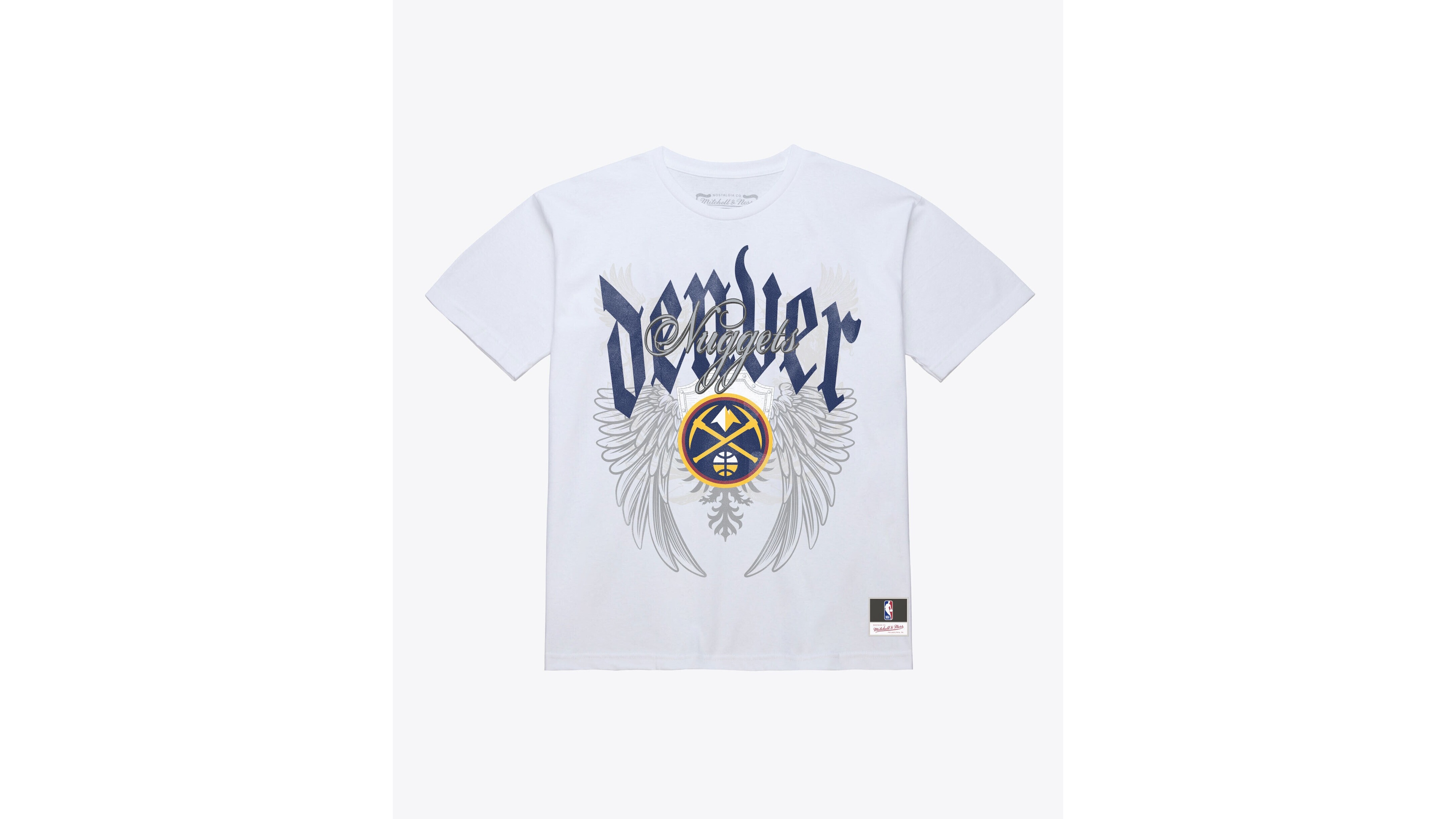 Mitchell & Ness Men's White Denver Nuggets Old English Classic T-Shirt