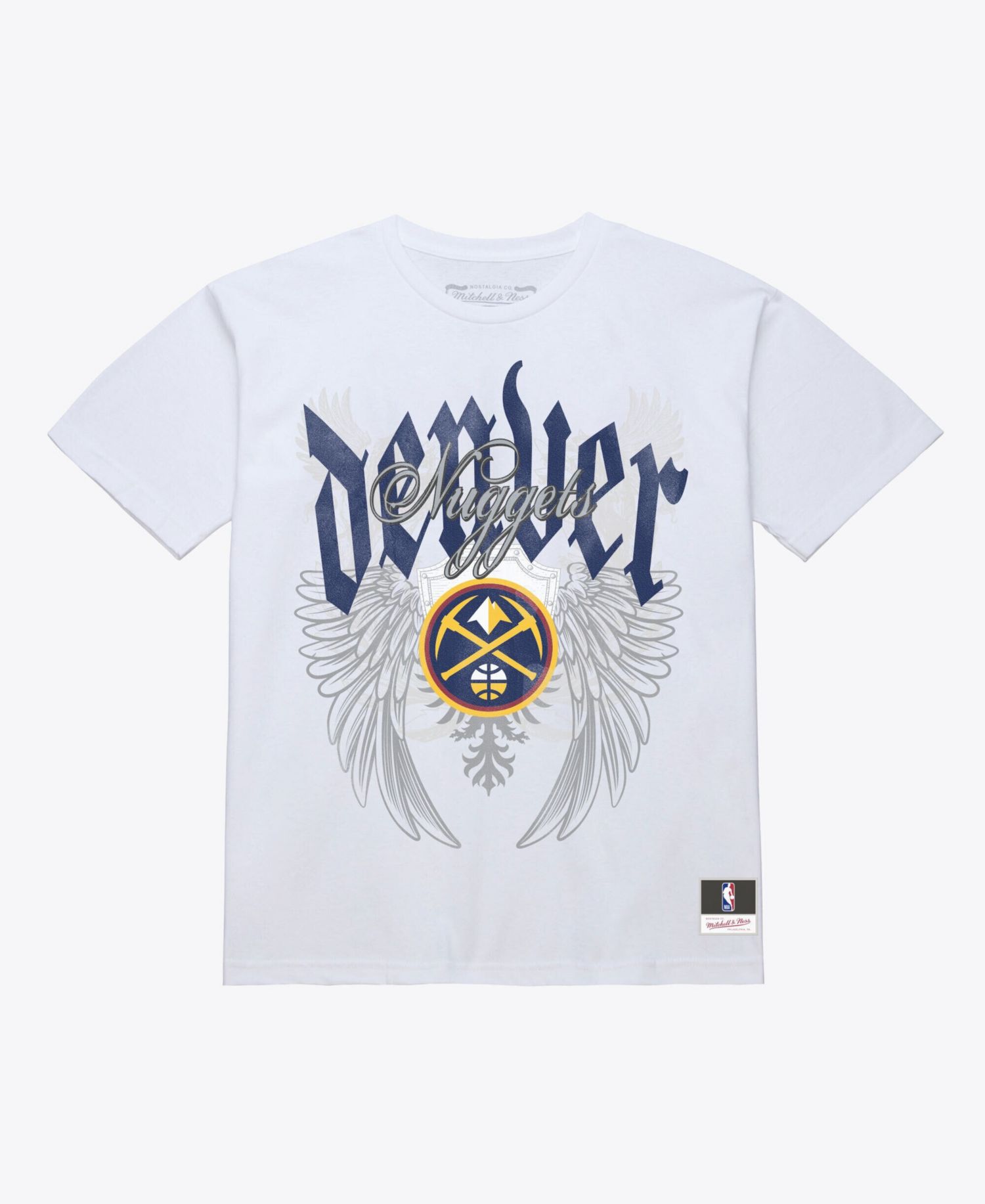 Men's White Denver Nuggets Old English Classic T-Shirt