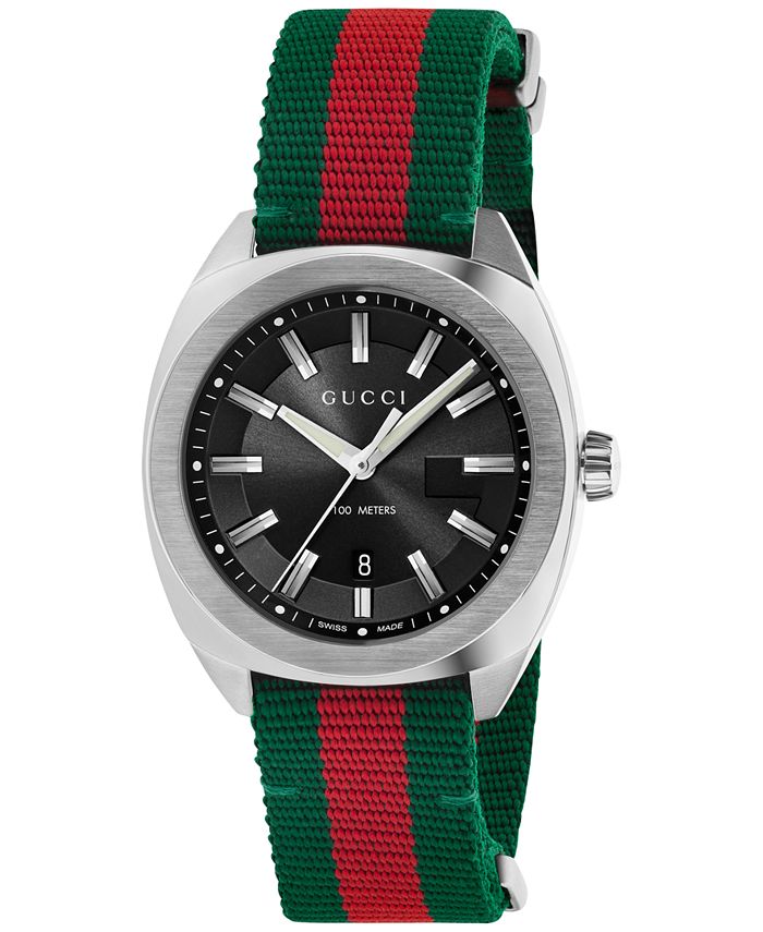 Wanneer Pogo stick sprong maak een foto Gucci Men's GG2570 Swiss Green-Red-Green Web Nylon Strap Watch 41mm  YA142305 & Reviews - All Watches - Jewelry & Watches - Macy's