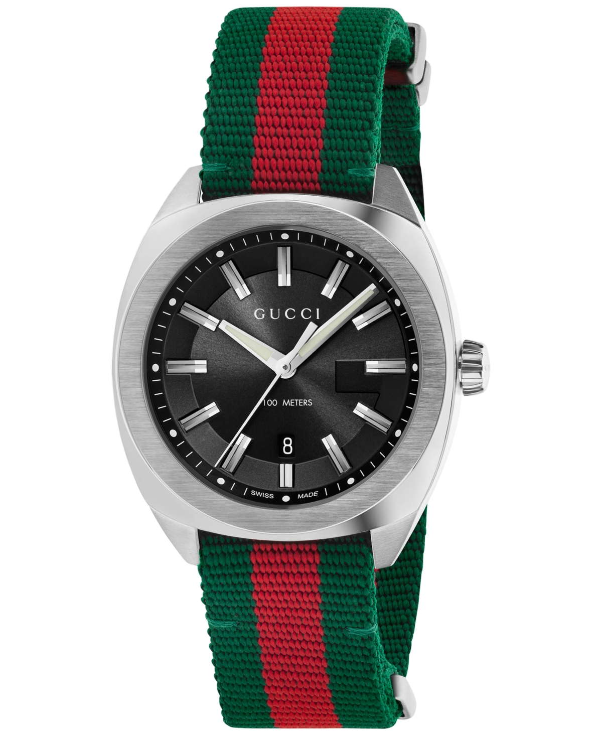 Gucci Men's Gg2570 Swiss Green-red-green Web Nylon Strap Watch 41mm Ya142305 In Green,red