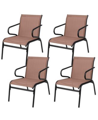 Set of 4 Outdoor Dining Chairs with Breathable Quick-Dry Fabric