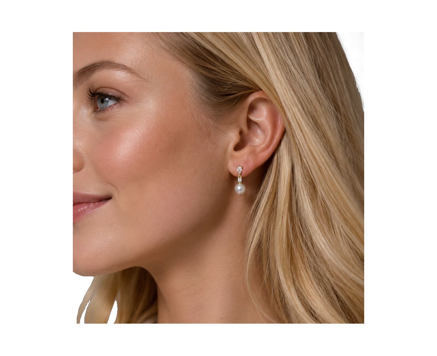 Pear Cut Cubic Zirconia Faux Pearl Drop Earrings