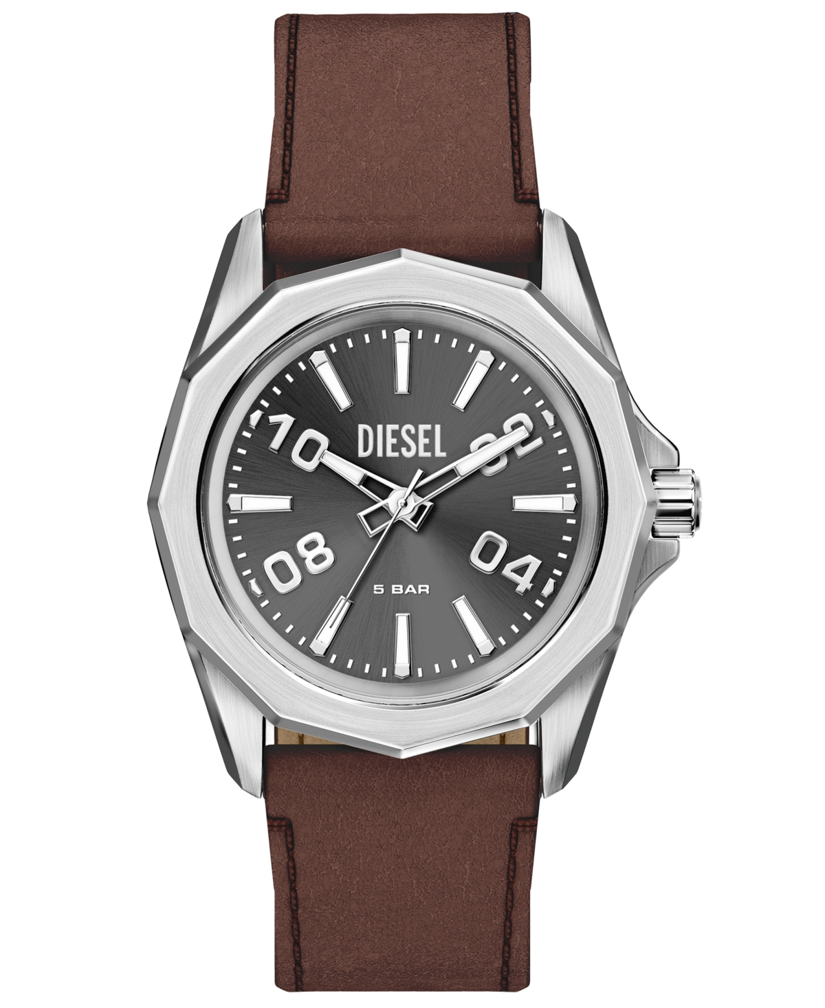 Diesel Men's Stinger Quartz Brown Leather Watch 44mm