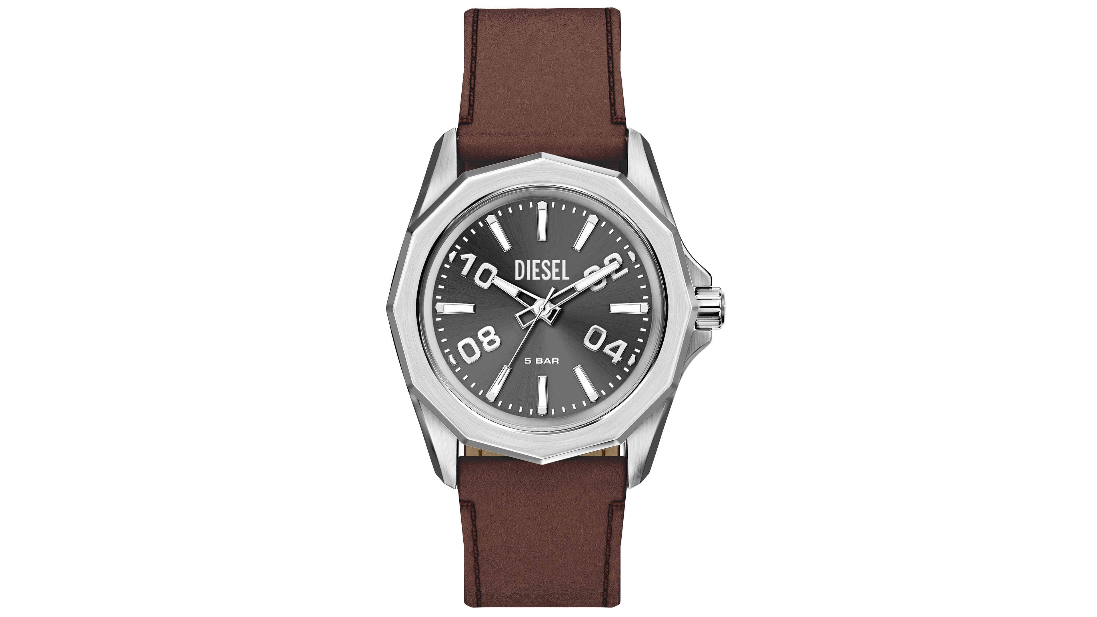 Diesel Men's Stinger Quartz Brown Leather Watch 44mm