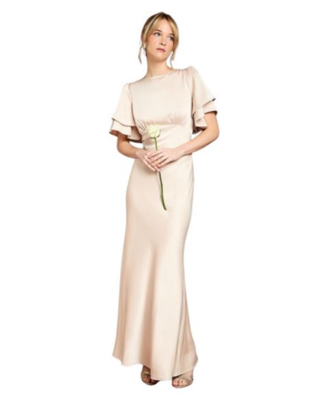 Женское платье Coast High Neck Crepe Maxi, цвет: Шампань