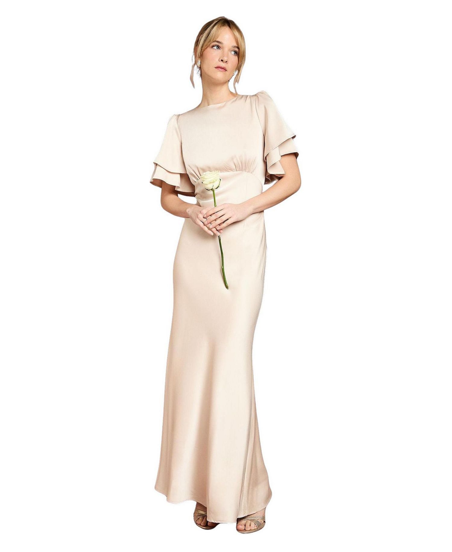 Women's High Neck Crepe Maxi Dress