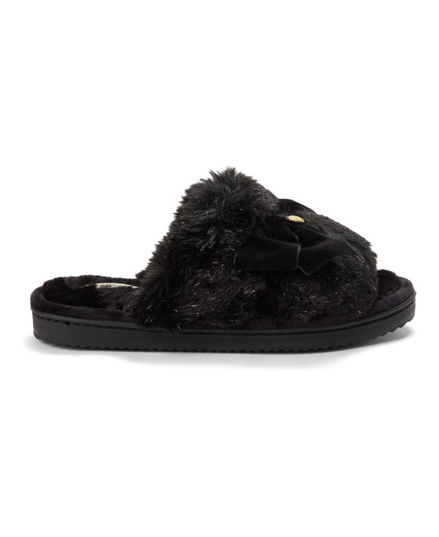 Женские тапочки Dearfoams Bianca Pile Slide Slipper with Bow, цвет: Чёрный — фото 2
