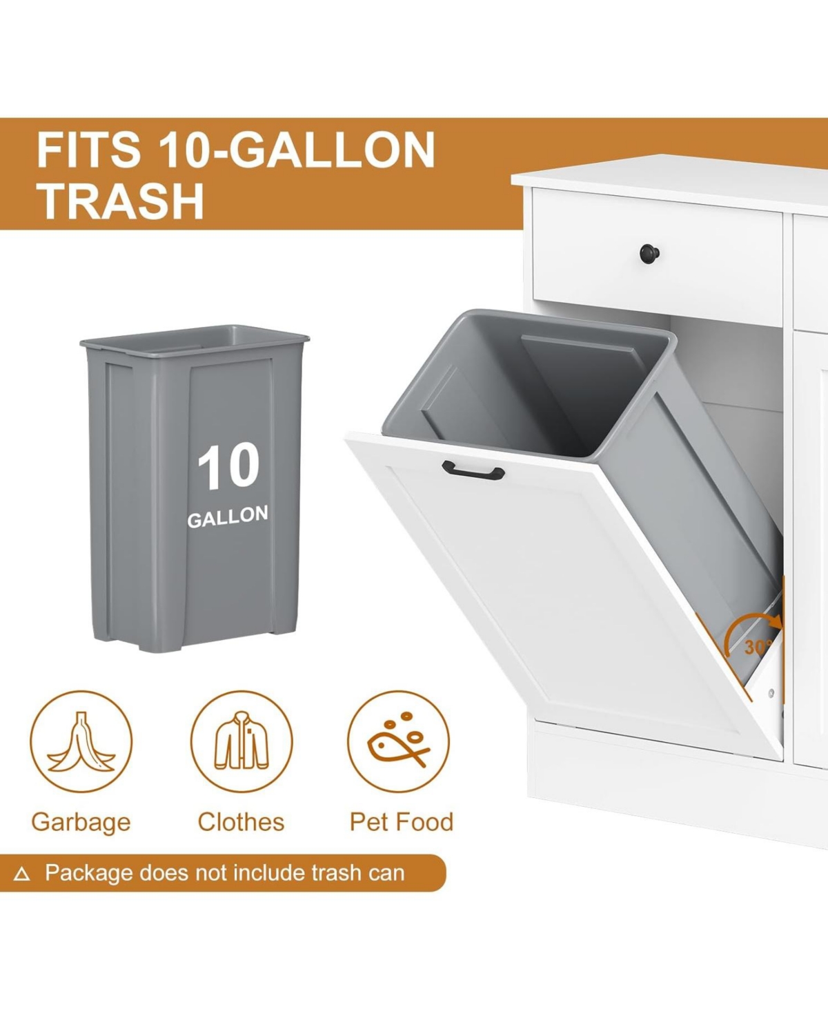 gaomon 20 Gallon Double Tilt Out Trash Can Cabinet, Wooden Storage Garbage Can Cabinets, Hidden Laundry Hamper Cabinet with Drawer
